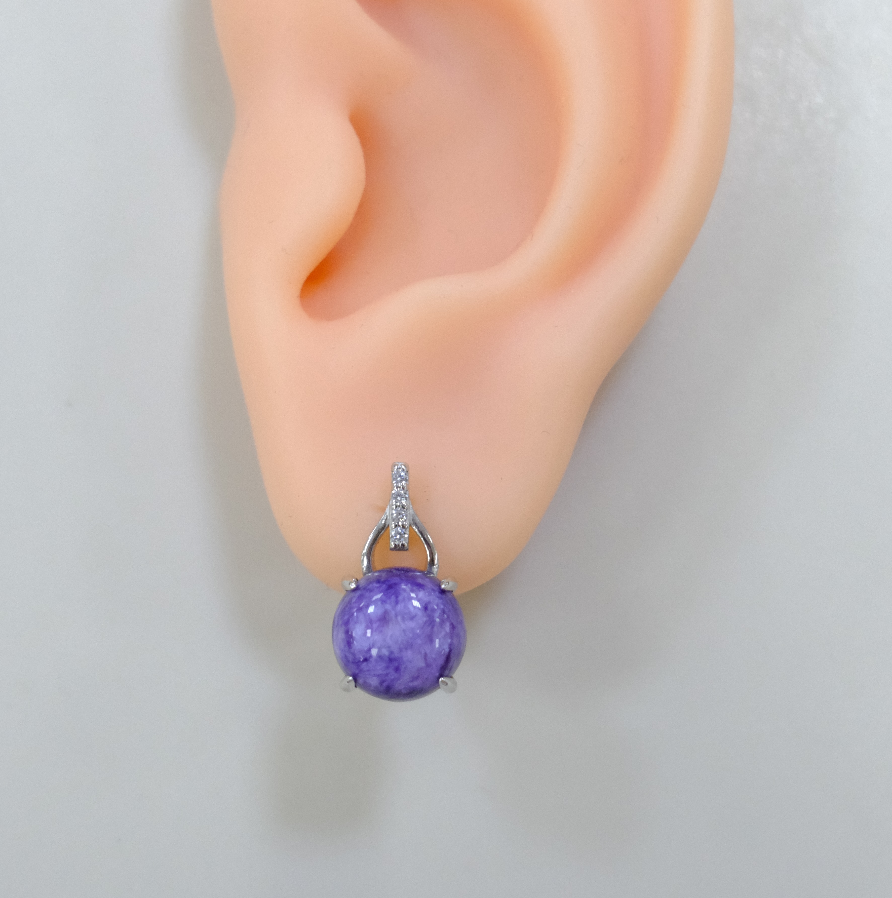 Серебряные серьги с чароитами